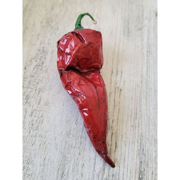 Paper mache Chili Pepper vintage ornament Xmas decor - Picture 6 of 7